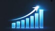 © Irin Akter Nadia - Business growth chart, glowing blue bars, upward trend arrow, financial success graph, corporate progress indicator