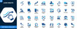 © JIm Studio - Lean waste icons set, manufacturing inefficiency, waiting, transportation, inventory, motion, overproduction, defects, extra processing. Solid icons collection. Vector.