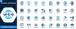 © JIm Studio - Global network icons, globe, internet, worldwide connection, international web, digital connectivity, global communication. Solid icons collection. Vector.
