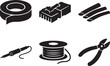 © Ajmot - Electronic components and tools silhouette vector.