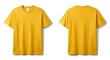 © Shakib - Front and back view of a blank yellow t-shirt on white background.