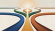 © Rakibuzzaman - Multiple colorful paths converging and diverging into a bright future with direction decision divergence convergence opportunity abstract progress strategy planning alternatives connection