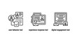 © Mehedi - Business interaction and digital engagement tools icons showing user behavior and user experience response with business interaction engagement behavior experience response customer feedback