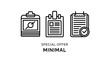 © Mehedi - Special offer minimalist clipboard and checklist vector icon set with business document task list selection icon minimal design office supplies business tool clipboard checklist minimalist