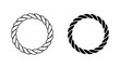 © Tamanna - Rope circle frame icon set in thick outline and solid black styles for maritime and nautical themed graphic design projects