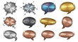 © Md Shaikh Farid - Speech bubbles, chat icons, conversation labels, metallic comments isolated on White Background Editable EPS