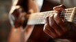 © Tedddy - Photo realistic close up of hands playing acoustic guitar strings creative musical performance of guitarist practicing folk music for singer songwriter concert poster or music lesson