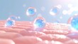 © aykfree - 幹細胞が肌に浸透し活性化させる再生プロセスの3DCGイラスト　幹細胞肌再生治療