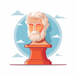 © iki - Illustration of a Bust of a Bearded Man on a Pedestal