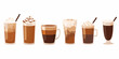 © bashanti - various coffee drinks in glasses vector illustration