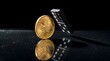 © Amrullah - Koin Emas Canada Fine Gold Berdiri Tegak dengan Domino yang Jatuh