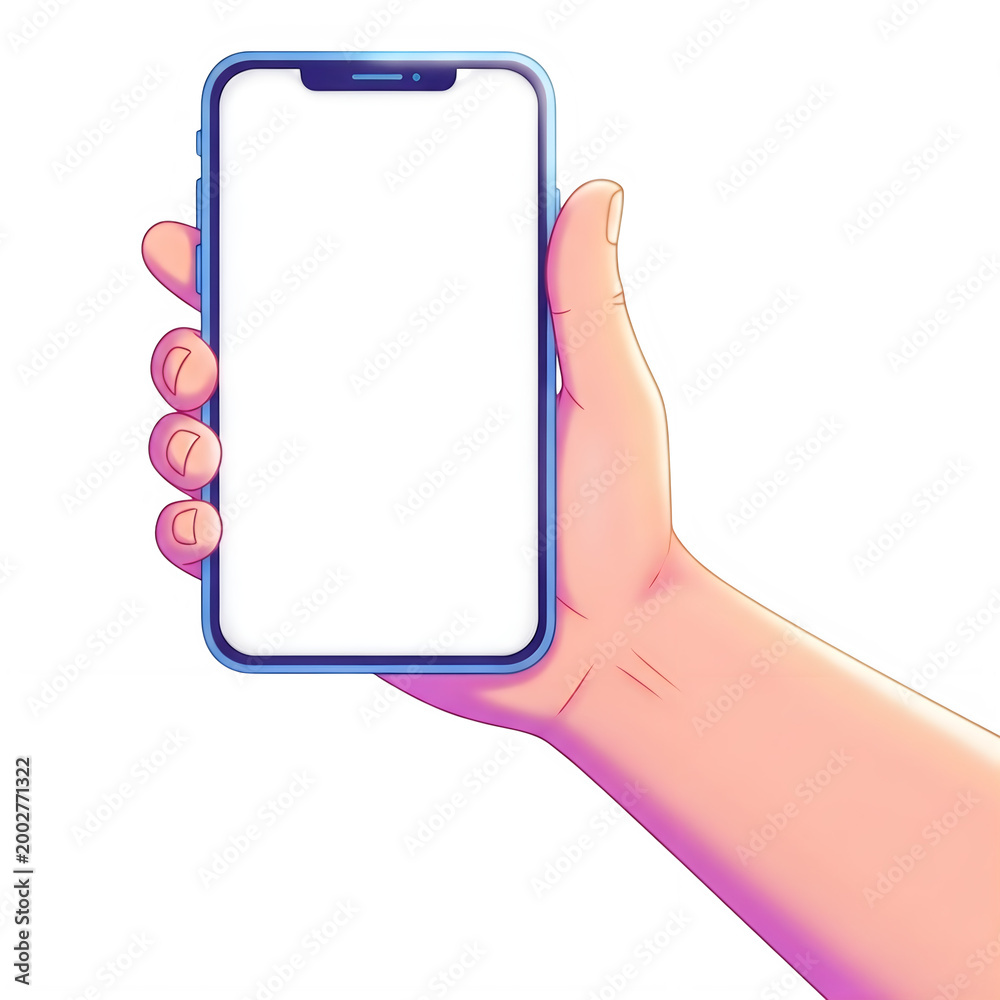 Hand holding a smartphone with a blank screen interface Stock ...