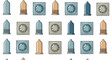 © Roland - Seamless pattern background featuring various types of condoms in silver wrappers and different colors for health awareness.
