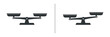 © Anshdeep - Minimal black balance scale icon set showing comparison and equality concept. Justice, measurement, and weighing symbol isolated on white background, perfect for law, business, and infographic design