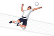 © Hakan Kaçar - Acrobatic volleyball spike performed by a player in the air.