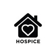 © Bar - hospice symbol with house and heart shape black silhouette on white background high quality professional detailed modern elegant stylish clean