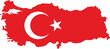 © MASUD - Turkey country map with red national flag and crescent star, white background