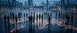 © udin - Global Business Network Connection with Silhouetted People in Modern Office.
