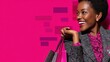 © Volodymyr Hankevych - Smiling woman with shopping bags in bright pink background, feeling happy