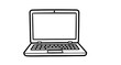 © BPIXEL - minimalist laptop icon, vector computer illustration, modern notebook design, simple technology symbol, clean digital device, office work laptop, sleek computer outline, flat laptop graphic, business