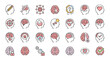© Farhana - Extensive collection of mental health and cognitive icons depicting brain activity, psychology, memory, and emotional well-being.