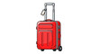 © Kendo - Red Rolling Suitcase with Tag Isolated on White Background