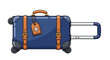 © Ferdinan - Blue Rolling Suitcase with Leather Straps and Luggage Tag