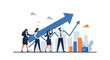 © Rizky - Teamwork Illustration - Business People Holding Arrow Pointing Upward Together.