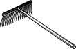 © Janna - A garden rake with a wooden handle and metal tines, used for landscaping and gardening tasks.