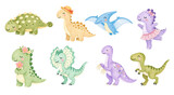 Adorable Dinosaur Clipart with Accessories – Watercolor Pastel Kids Set