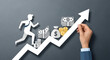 © Mst - Financial Growth Success Concept Increasing Revenue Profit Investment Hand Holding Upward Arrow Business Development
