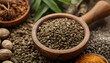 © Sheikhmudassir71 - Wooden spoon with assorted herbs and spices