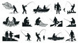 © 21graphic - Fisherman Icons Set - Black and White Silhouette Vector Graphics