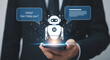 © umi - Digital Assistant: A person interacts with an AI-powered chatbot, showcasing the integration of advanced technology in daily life.
