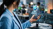 © Naret - Ai validation result verified technology concept with shield and smartphone in office