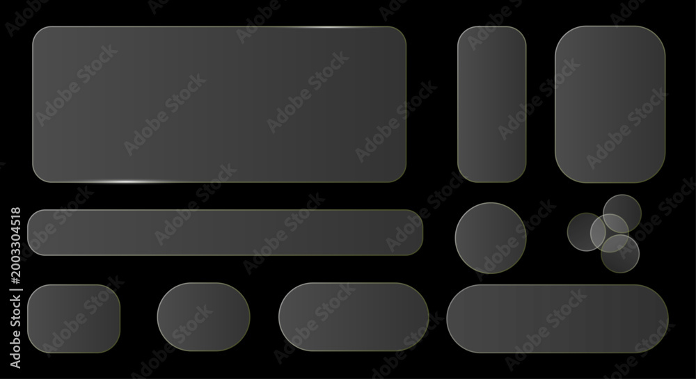 Glassmorphism UI Kit Translucent Frosted Glass Buttons and Panels for ...