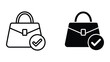 ©  afiyastock - Black and white handbag icons with checkmark approval symbols