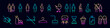 © O.M-lova - Public restroom neon line icon set, luminescent lgbt friendly WC symbols for disco, bars, pubs, night clubs, casino, modern futuristic interiors. Vector signs for lavatory, changing room and bathroom