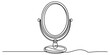 © Anima Rani - Continuous single line drawing of a simple round table mirror for makeup and beauty routine isolated in a minimal artistic style Vector, illustration