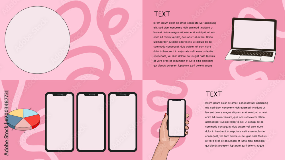 Pink Interactive Illustrated Minimalist Pitch Deck Set with ...