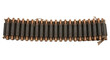 © AnStudio - Isolated ammunition belt with many bullets on white background, military concept