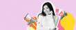 © Prostock-studio - A young woman stands with a relaxed posture, wearing a white sweater. She smiles warmly, with a bright yellow background creating an energetic atmosphere suitable for portraits.
