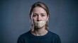 © Eugene Miracle Worke - Woman with taped mouth symbolizing silence censorship abuse