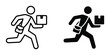 © Sohel - Delivery courier running with package icons, fast shipping service symbols, black outline and solid silhouette vector set for logistics and mail tracking