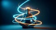 © Sugiri80 - Person Meditating with Swirling Neon Energy Trails.