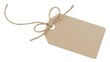 © PAVEL - Blank beige craft paper tag with rustic jute twine bow on a transparent background