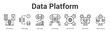 © Jackcuan - Data Platform web banner icon set vector illustration concept for business with icon of Data Platform, Data System, Data Engine, Data Pipeline, Data Workflow, Data Stre.