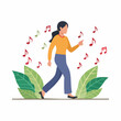 © bsuiana - Woman Walking with Music Notes and Leaves