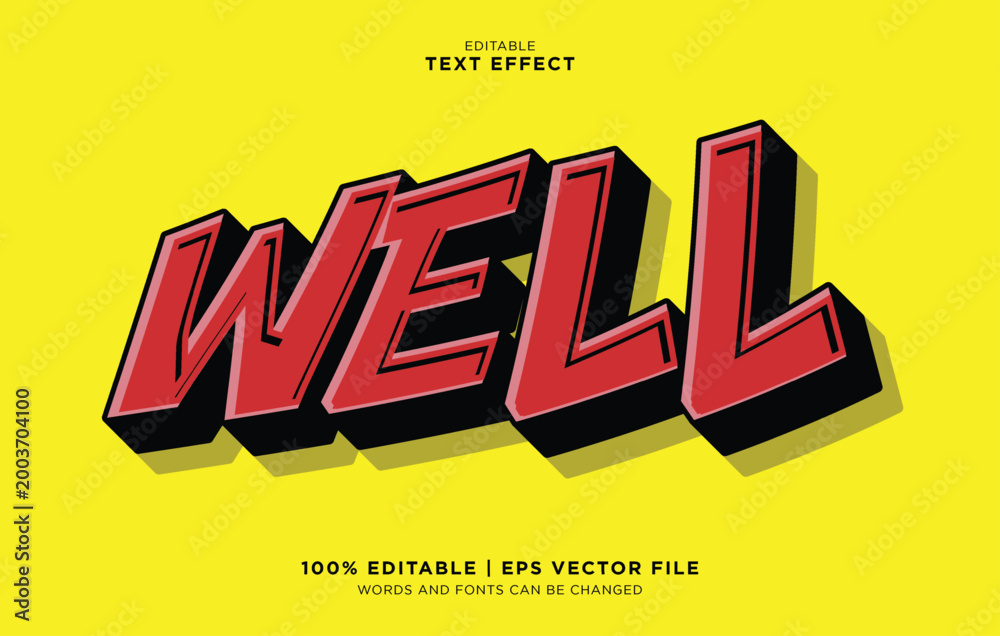 Bold 3D Text Effect on Bright Yellow Background (1) Stock Vector ...