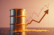 © Mr zzcv - Oil barrel and rising line chart  for financial growth reports and energy investment visuals